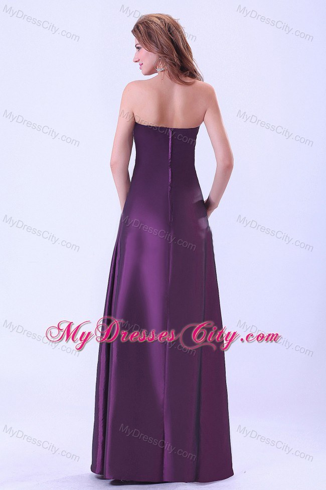 Long Dark Purple Strapless A-line Dress for Bridesmaid