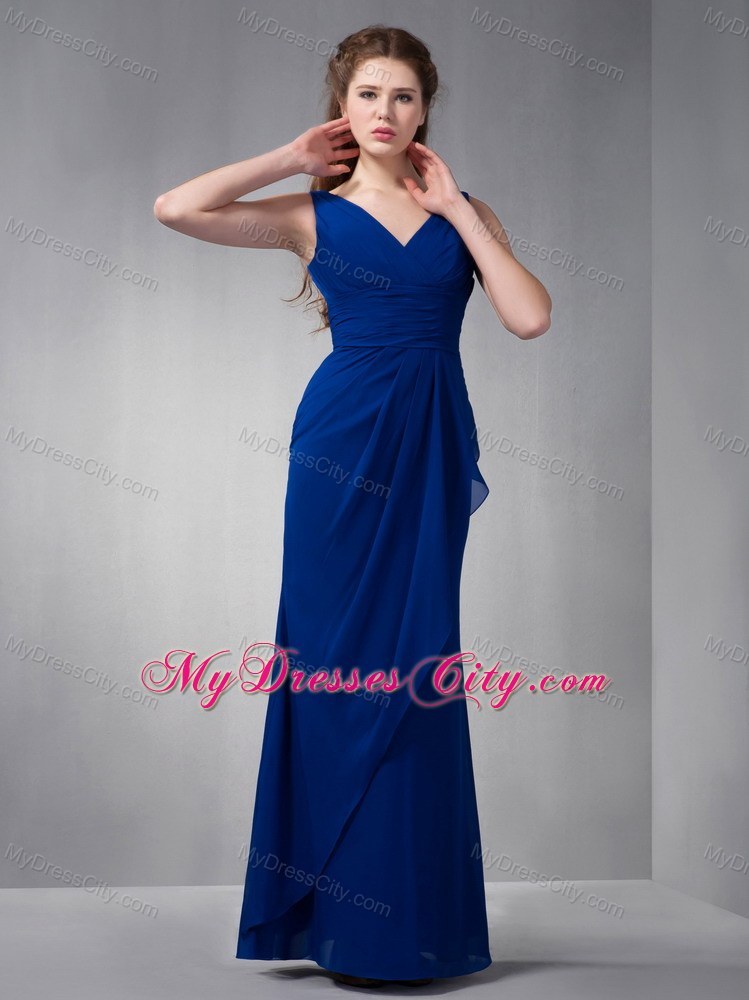 Ruching V-neck Chiffon Bodice Bridesmaid Dresses For Ladies