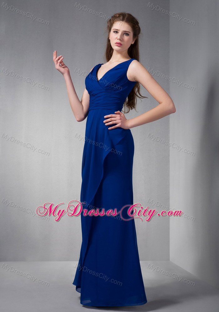 Ruching V-neck Chiffon Bodice Bridesmaid Dresses For Ladies