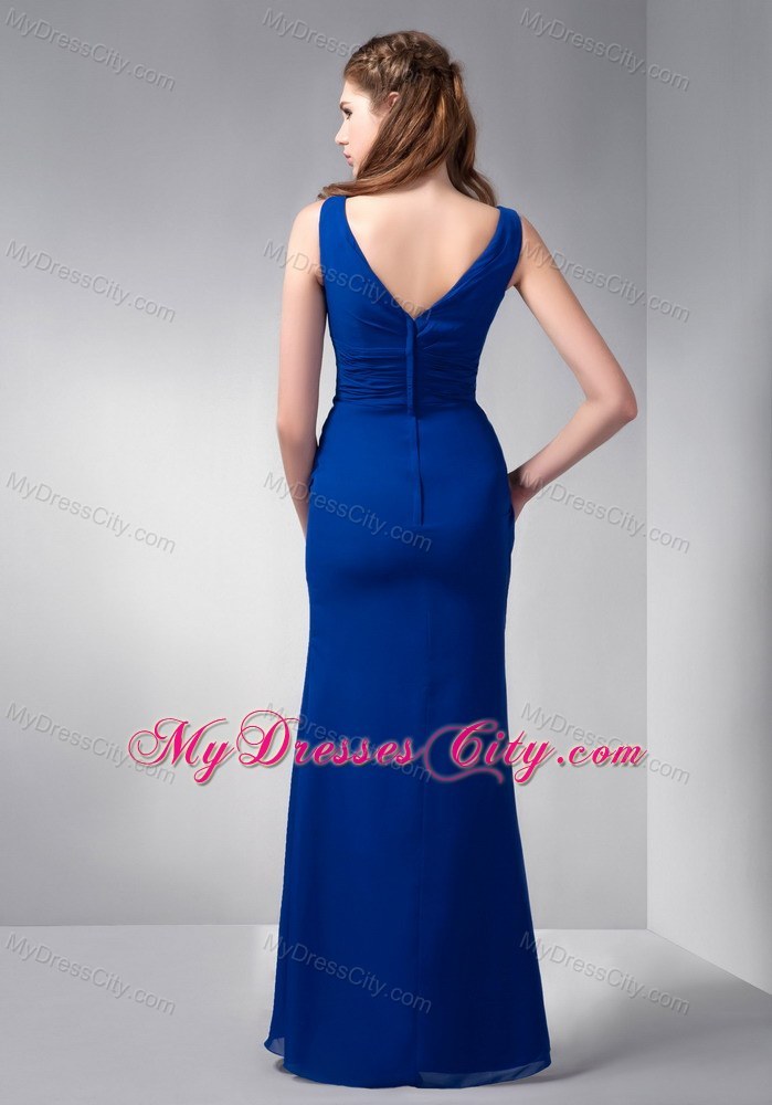 Ruching V-neck Chiffon Bodice Bridesmaid Dresses For Ladies