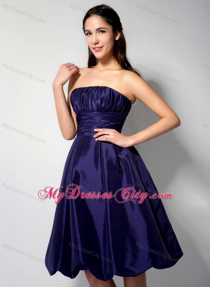 Ruched A-line Strapless Knee-length Bridesmaids Dresses