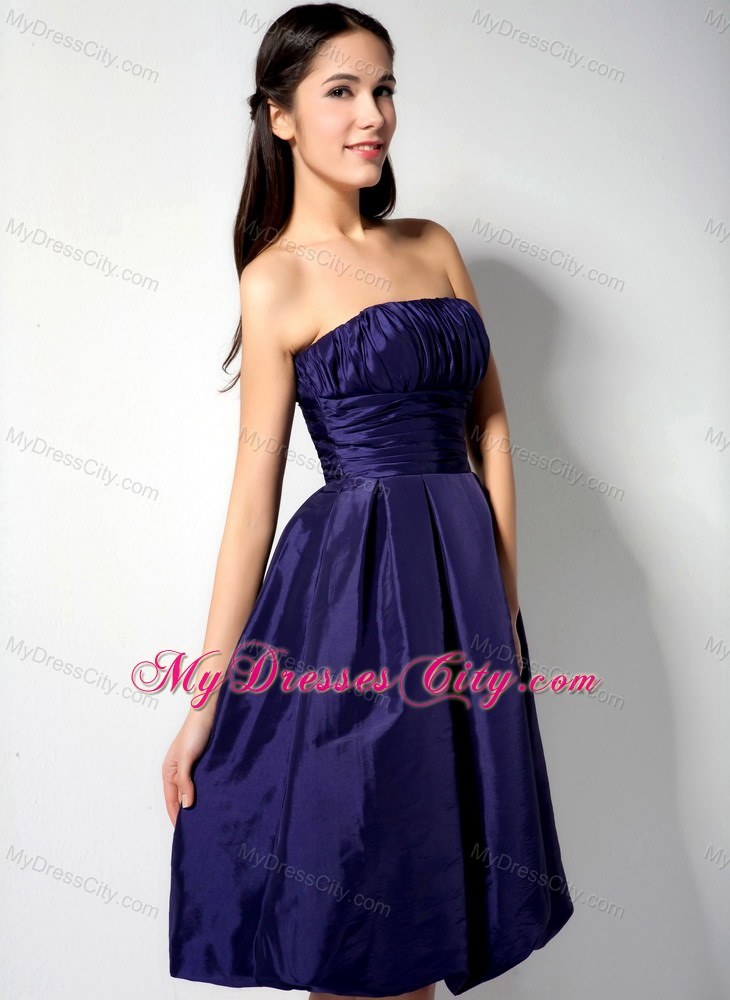 Ruched A-line Strapless Knee-length Bridesmaids Dresses