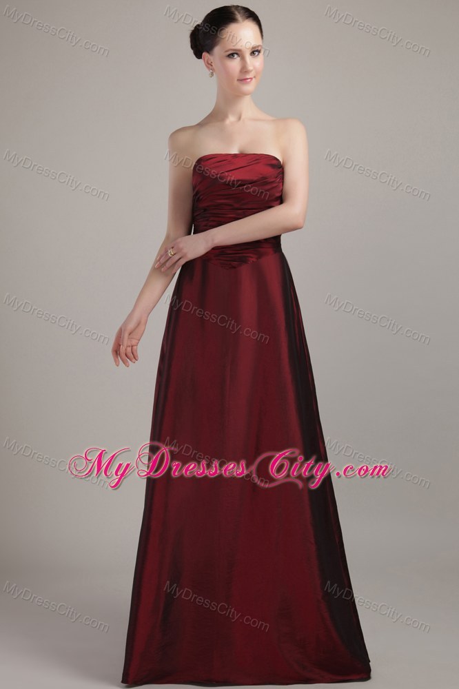 Floor-length Empire Ruched Maternity Bridesmaid Dress in Wine Red