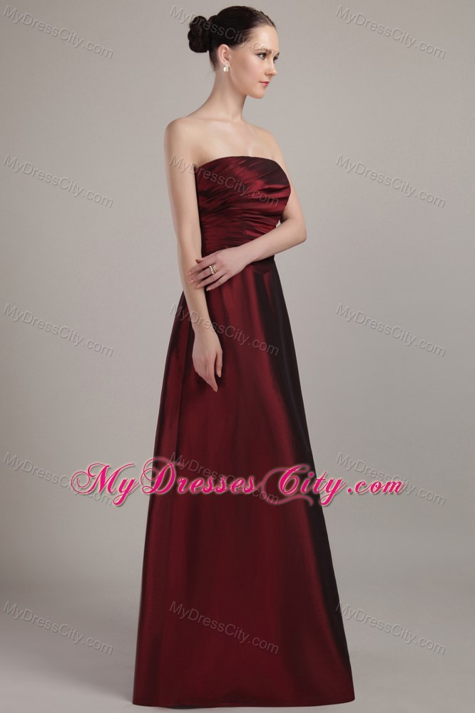 Floor-length Empire Ruched Maternity Bridesmaid Dress in Wine Red