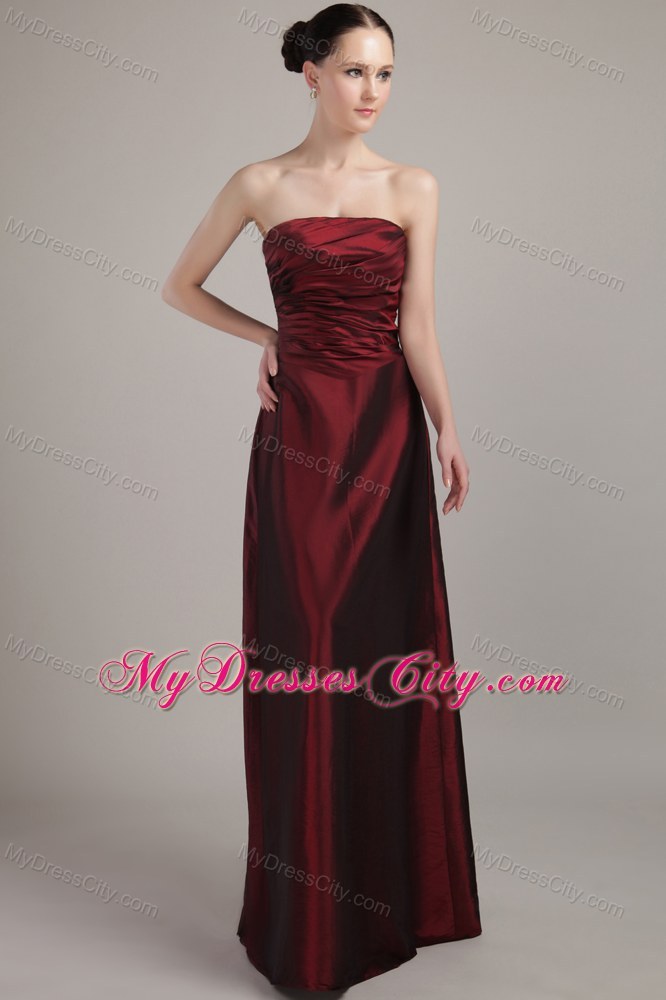 Floor-length Empire Ruched Maternity Bridesmaid Dress in Wine Red