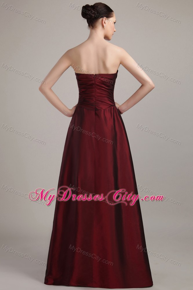 Floor-length Empire Ruched Maternity Bridesmaid Dress in Wine Red