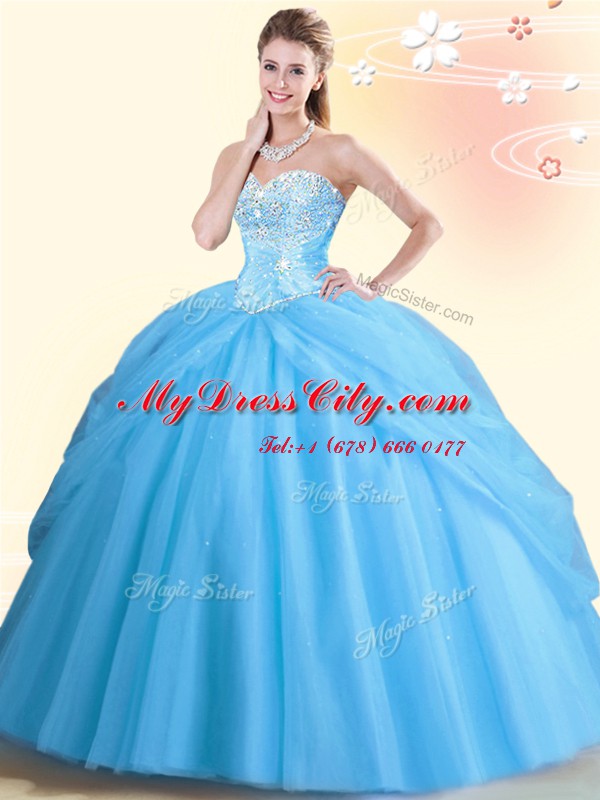 Beautiful Sleeveless Lace Up Floor Length Beading Sweet 16 Dresses