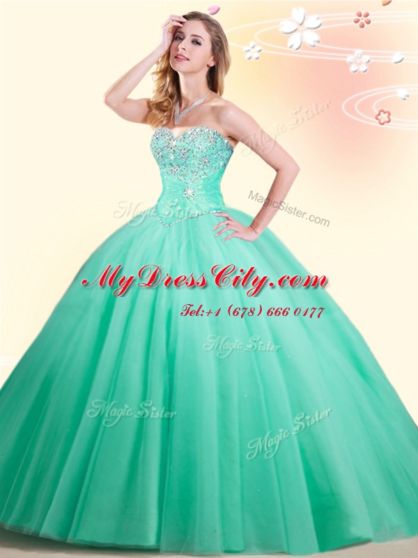 Excellent Apple Green Quinceanera Dress Military Ball and Sweet 16 and Quinceanera and For with Beading Sweetheart Sleeveless Lace Up