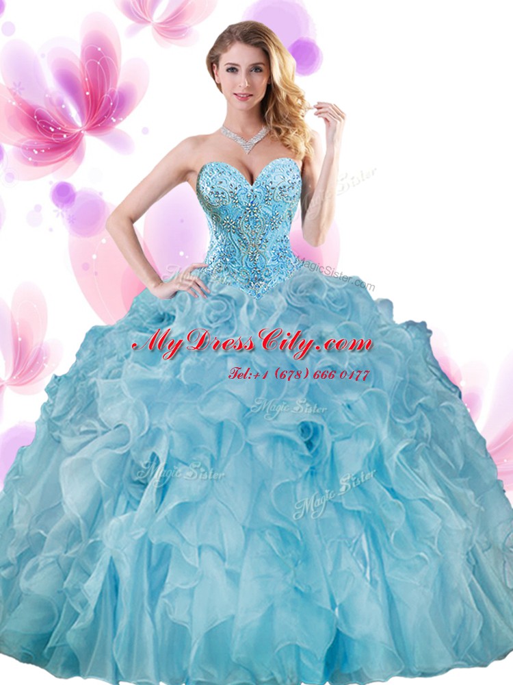 Dramatic Apple Green Sleeveless Organza Lace Up Quinceanera Gown for Military Ball and Sweet 16 and Quinceanera