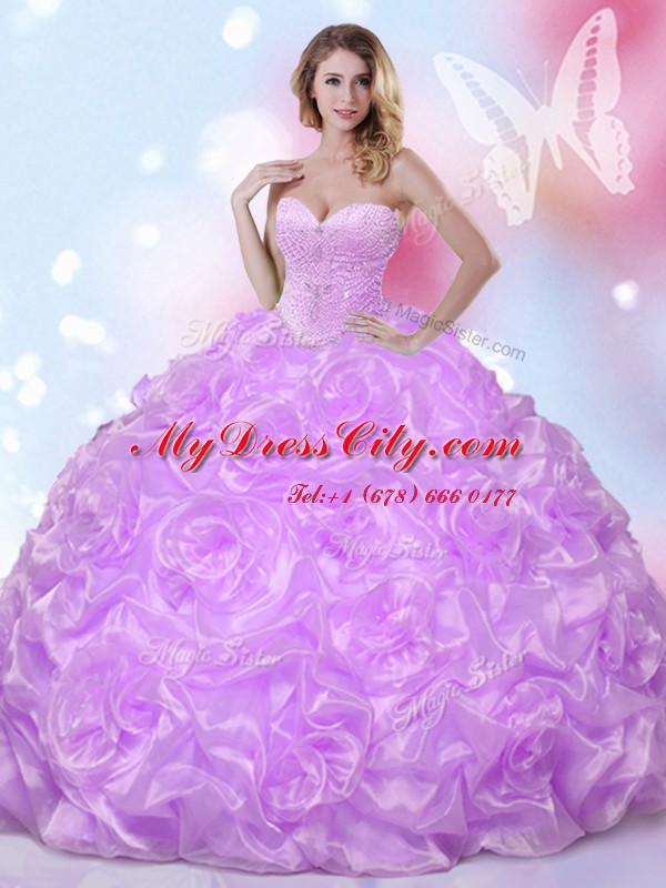 Wonderful Lavender Sweetheart Neckline Beading Quinceanera Dresses Sleeveless Lace Up