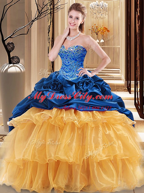 Multi-color Sleeveless Organza and Taffeta Lace Up Quinceanera Gown for Military Ball and Sweet 16 and Quinceanera