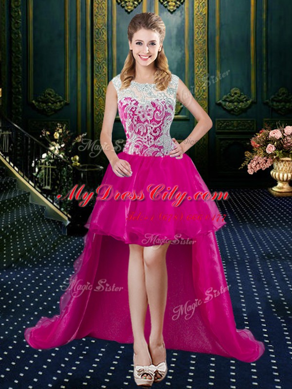 High Quality Four Piece Sleeveless Lace Zipper Quinceanera Gown