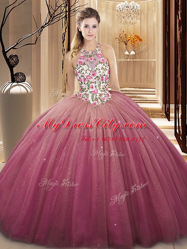 Sleeveless Lace and Appliques Lace Up Sweet 16 Dress