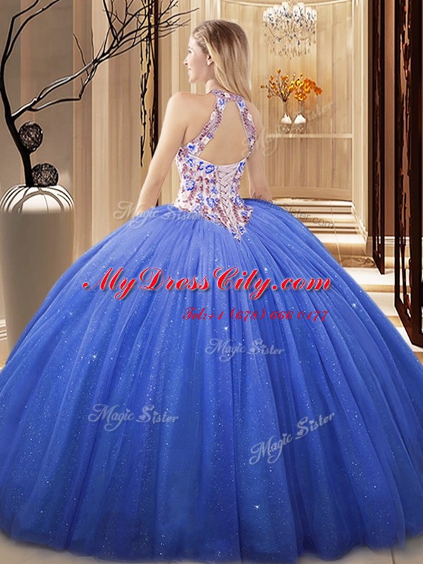 Sleeveless Lace and Appliques Lace Up Sweet 16 Dress