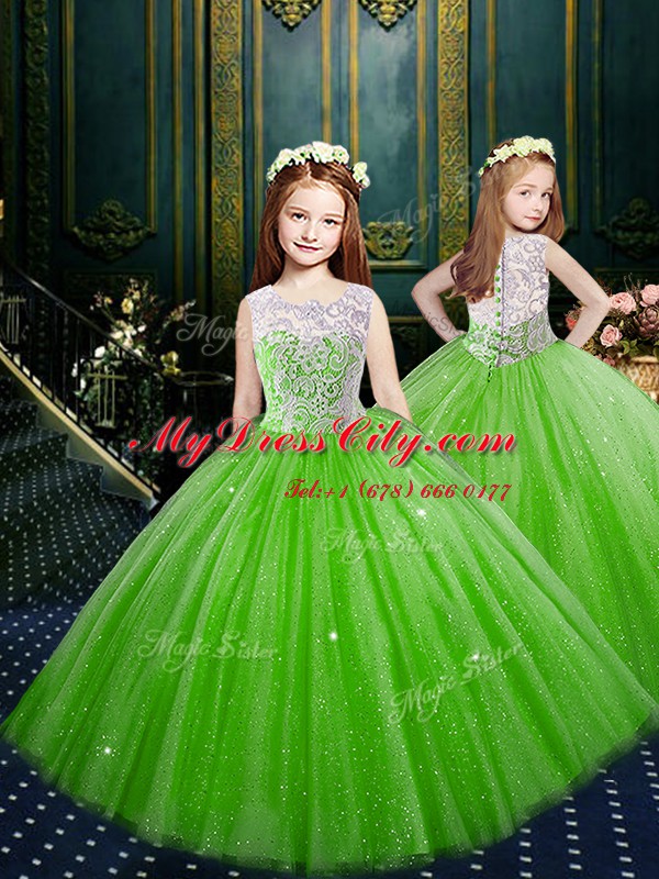 Extravagant Sleeveless Tulle Floor Length Lace Up 15th Birthday Dress in with Lace