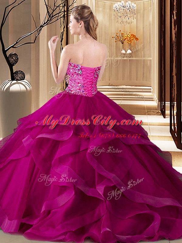 Cute Sleeveless Tulle Floor Length Lace Up Quinceanera Dresses in Green with Beading and Ruffles