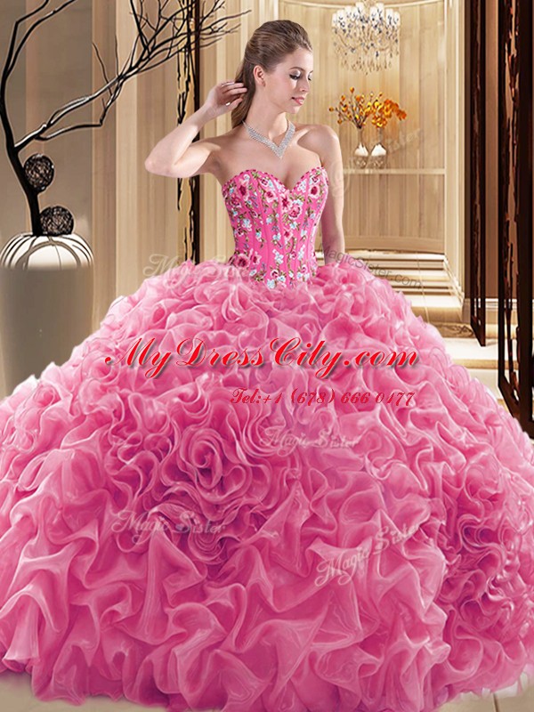 Sleeveless Lace Up Floor Length Embroidery and Ruffles and Pick Ups Vestidos de Quinceanera