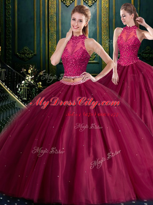 Custom Made Sleeveless Lace Up Floor Length Beading and Lace Quince Ball Gowns