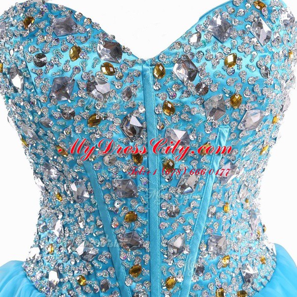 Best Mini Length Blue Juniors Party Dress Sweetheart Sleeveless Lace Up