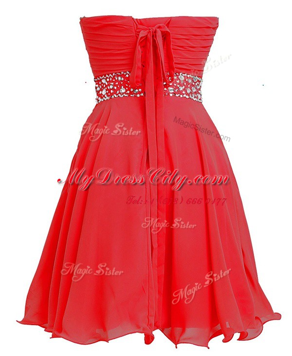 Cute Sweetheart Sleeveless Dress for Prom Mini Length Beading and Belt Black Organza