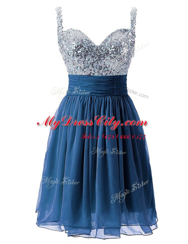 Sleeveless Zipper Knee Length Beading Dress for Prom