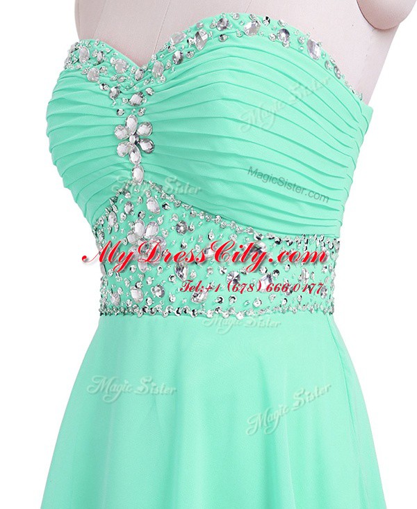 Sleeveless Beading and Belt Lace Up Prom Evening Gown