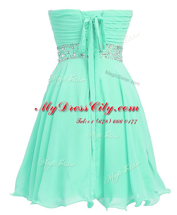 Sleeveless Beading and Belt Lace Up Prom Evening Gown