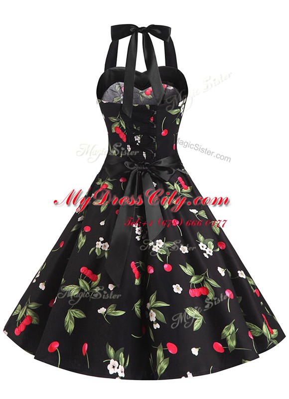 Halter Top Knee Length A-line Sleeveless Multi-color Prom Dress Zipper