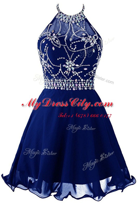 Fantastic Halter Top Sleeveless Organza Prom Dress Beading Zipper