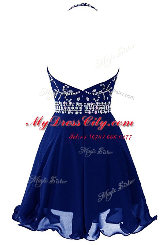 Fantastic Halter Top Sleeveless Organza Prom Dress Beading Zipper