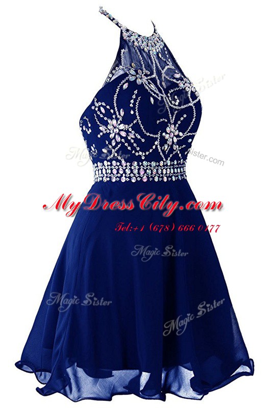 Fantastic Halter Top Sleeveless Organza Prom Dress Beading Zipper