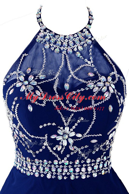 Fantastic Halter Top Sleeveless Organza Prom Dress Beading Zipper