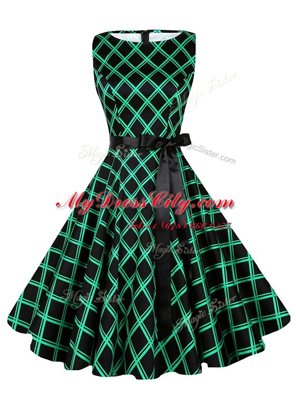 Scoop Green Sleeveless Chiffon Zipper for Prom and Party