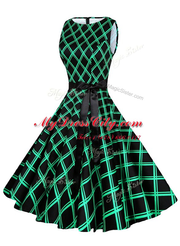 Scoop Green Sleeveless Chiffon Zipper for Prom and Party