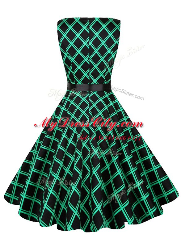 Scoop Green Sleeveless Chiffon Zipper for Prom and Party