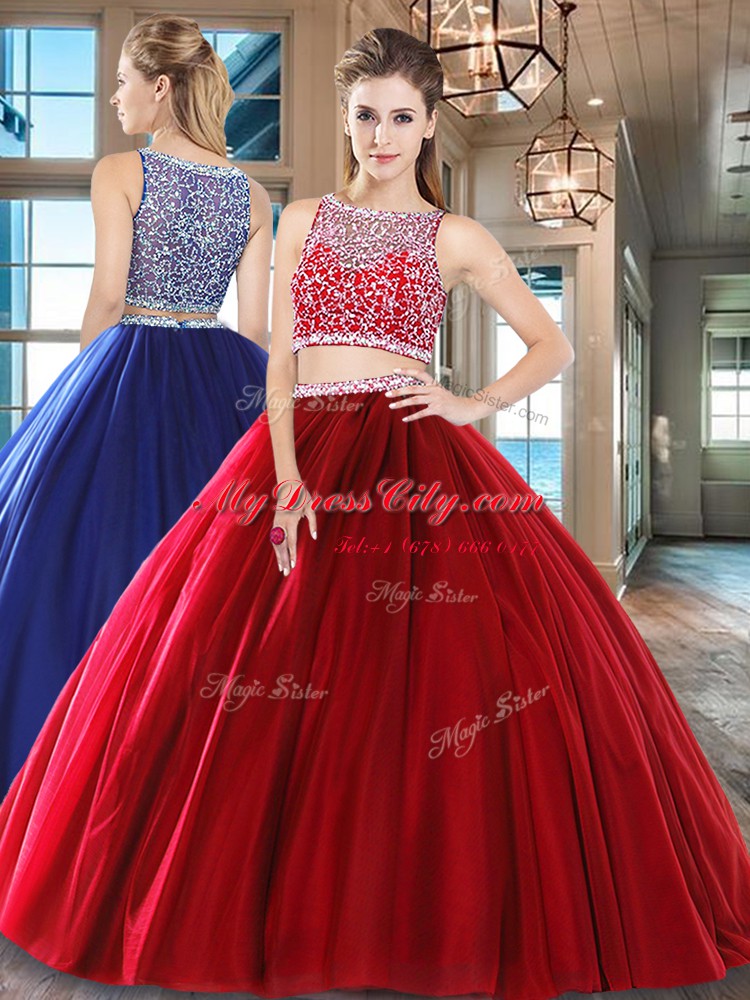 Clearance Sleeveless Beading Side Zipper Sweet 16 Quinceanera Dress