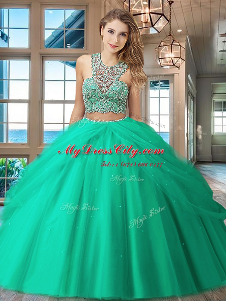 High End Scoop Red Sleeveless Floor Length Beading and Pick Ups Criss Cross Sweet 16 Quinceanera Dress