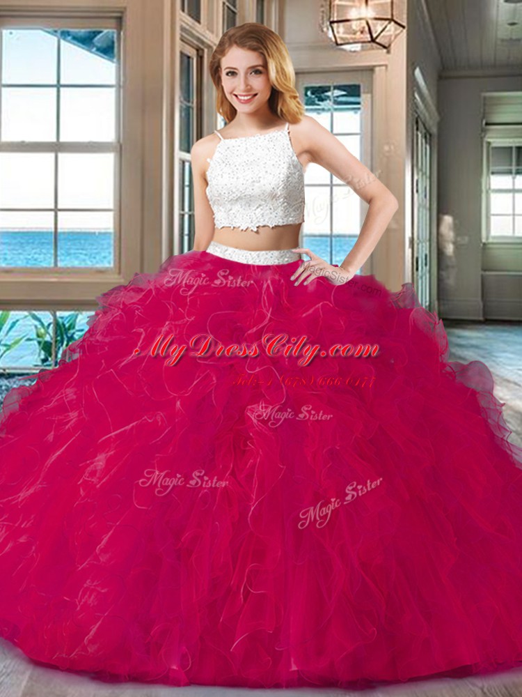 Fashion Straps Blue Sleeveless Tulle Backless Quinceanera Dress for Military Ball and Sweet 16 and Quinceanera