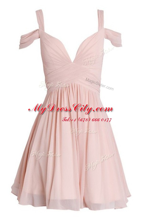 Smart Sleeveless Ruching Backless Prom Gown