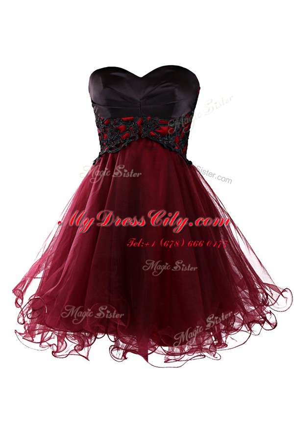 Gorgeous Sleeveless Knee Length Lace Zipper Prom Gown with Burgundy