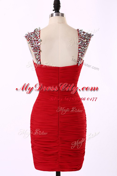 Column/Sheath Party Dress for Toddlers Red Straps Taffeta Sleeveless Mini Length Zipper