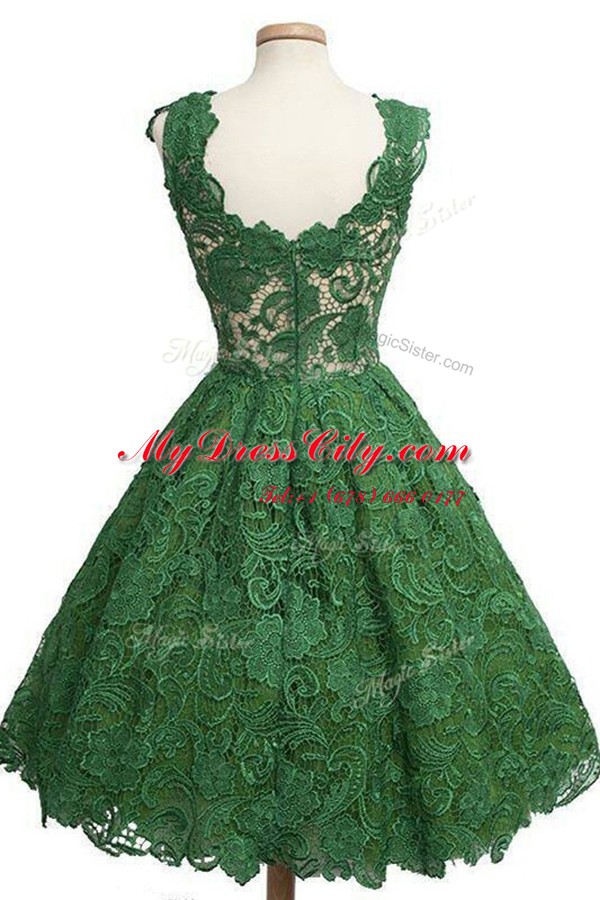 Scoop Lace Sleeveless Appliques Zipper Prom Dress