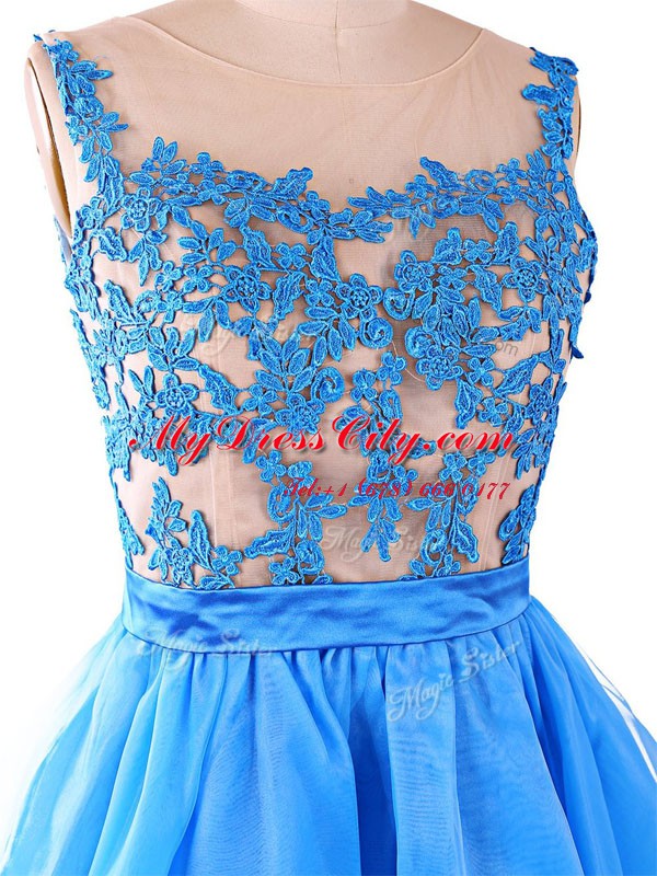 Baby Blue Scoop Zipper Lace Sleeveless