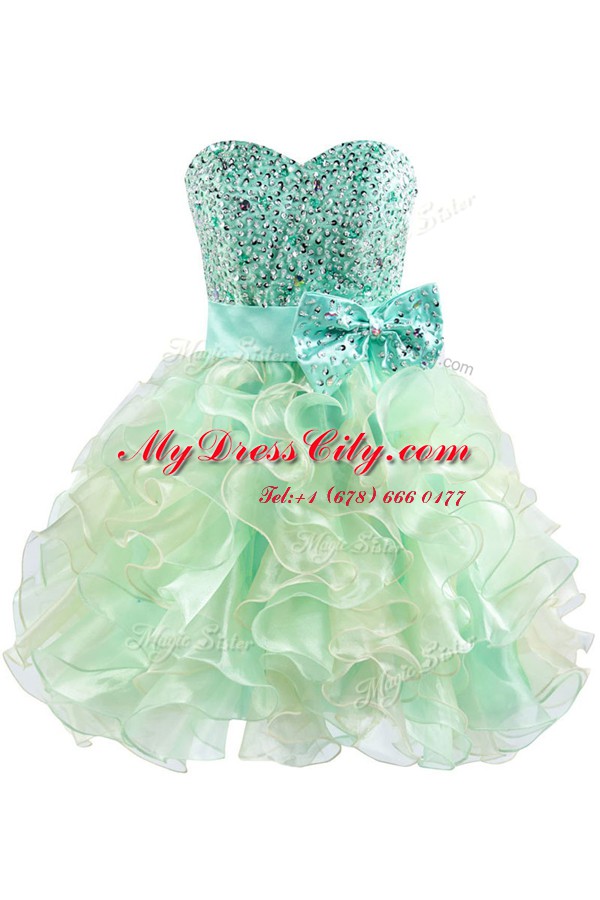 Knee Length Green Prom Dress Sweetheart Sleeveless Lace Up