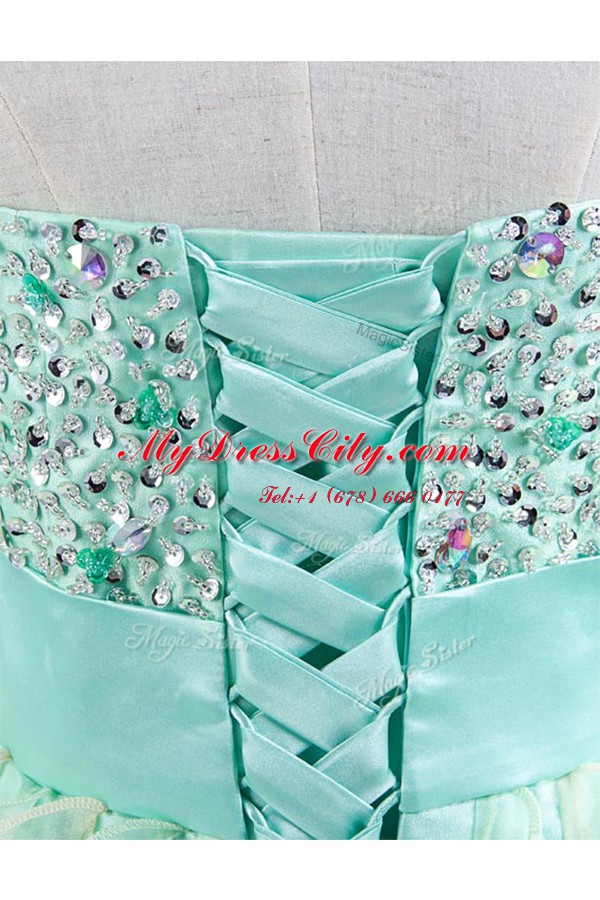 Knee Length Green Prom Dress Sweetheart Sleeveless Lace Up