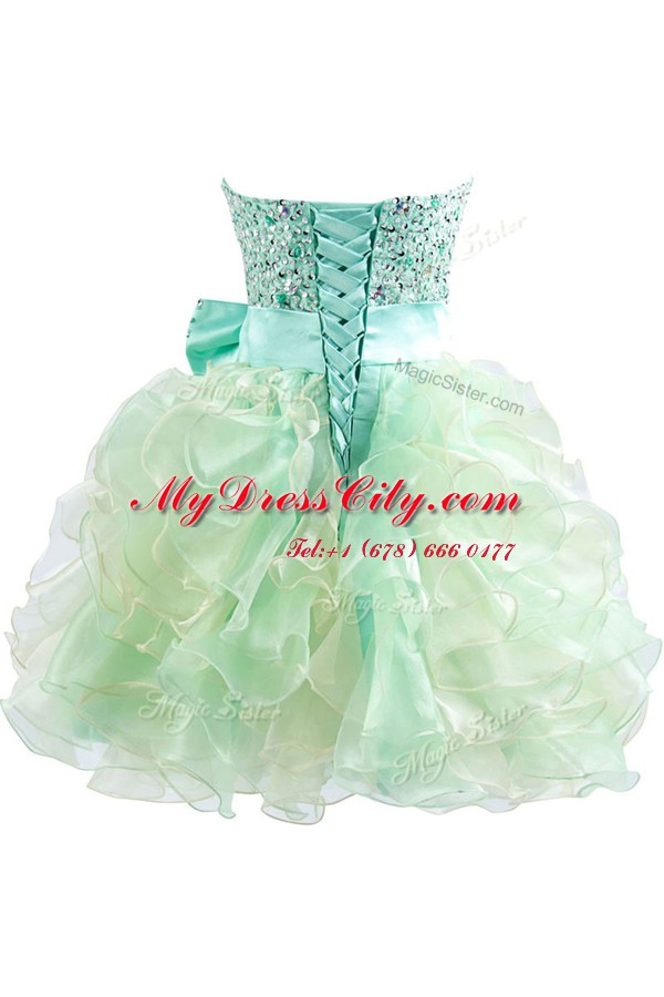 Knee Length Green Prom Dress Sweetheart Sleeveless Lace Up