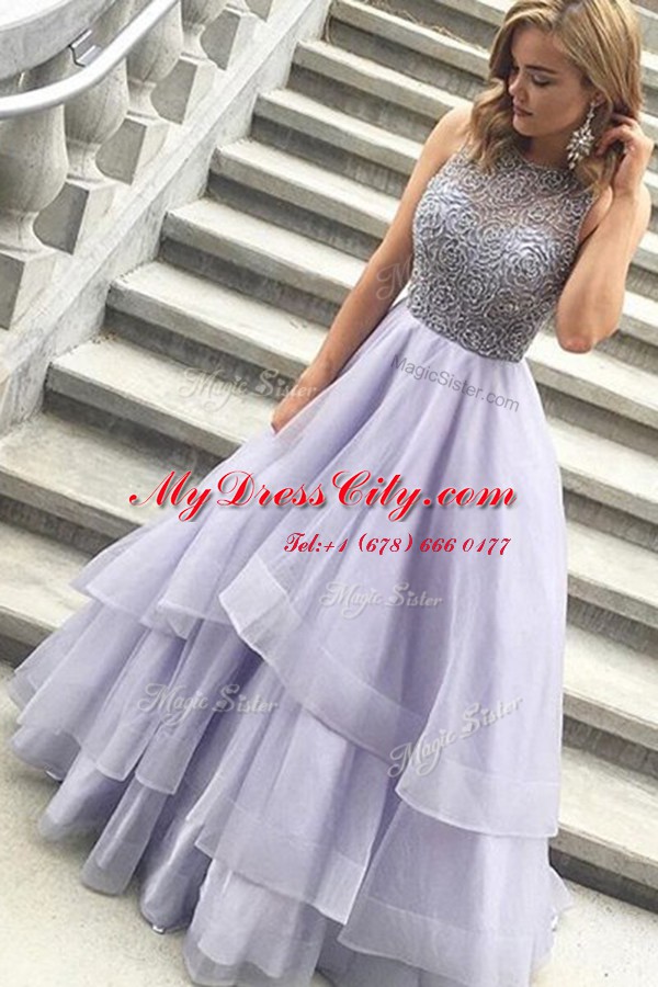 Scoop Sleeveless Beading Zipper Custom Made Pageant Dress