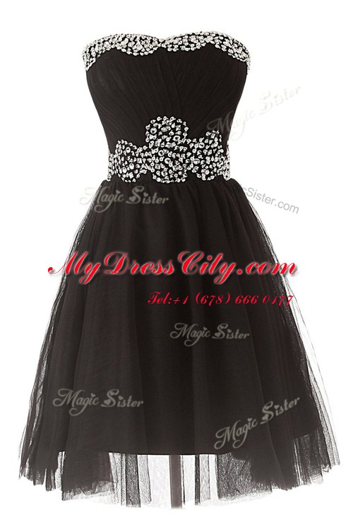 Organza Sleeveless Knee Length Prom Dress and Beading