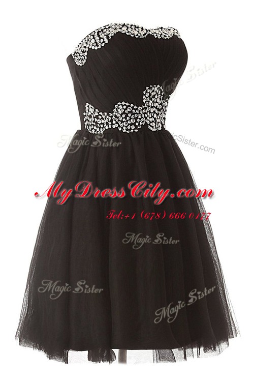 Organza Sleeveless Knee Length Prom Dress and Beading