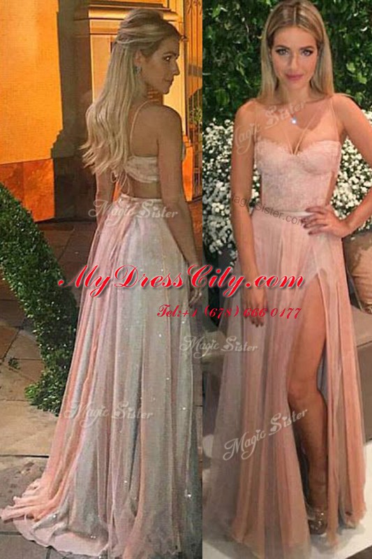 Comfortable Tulle Sleeveless Prom Party Dress Sweep Train and Beading and Appliques